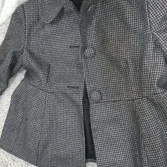 Vintage 90s Helene Berman Tweed Jacket Bell Sleeve Empire Waist Size L Grey Rare - Picture 3 of 8